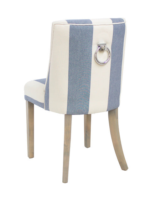 Ophelia Dining Chair Blue & White Wide Stripe. Last One At This Price.