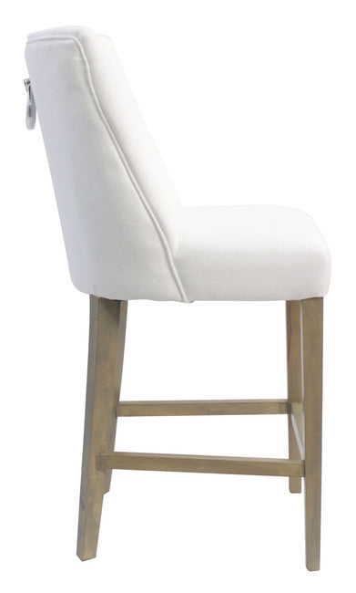 Ophelia Barstool White With Chrome Ring. Last One At This Price.