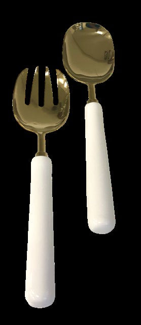456A - Gold Enamel Salad Servers