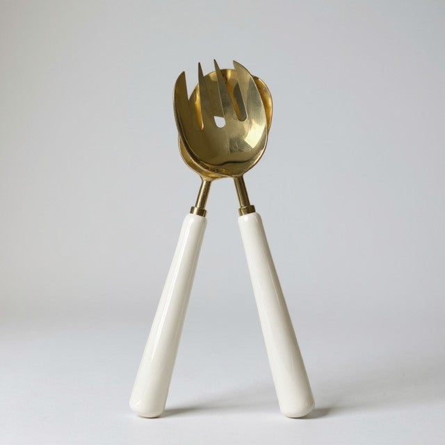456A - Gold Enamel Salad Servers