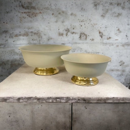 456C - P/Coated Bowl/Gold Base Cream Sml 25X13