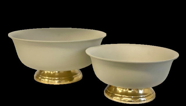 456C - P/Coated Bowl/Gold Base Cream Sml 25X13