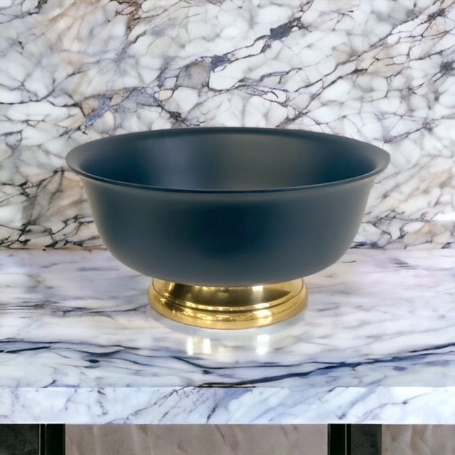 456G - P/Coated Bowl/Gold Base Black 33X15