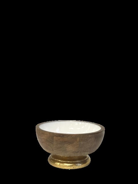 456H - Timber Round Bowl Cream Gold Base 15X10C