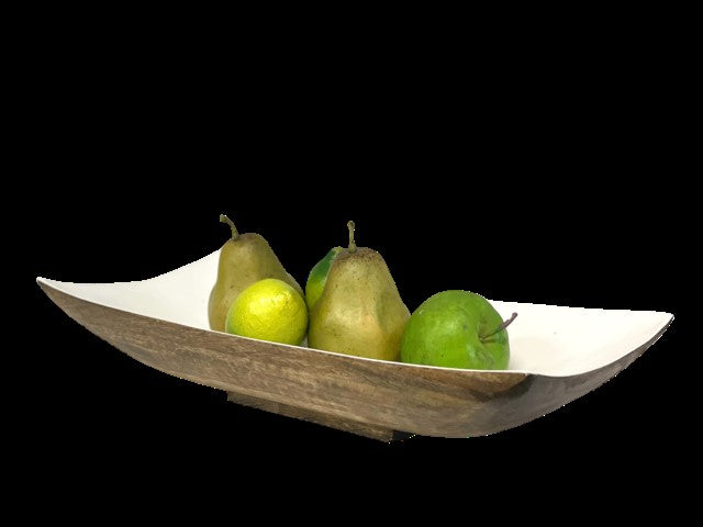 456K - Timber Rect Bowl Cream 42X20X8Cm
