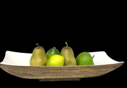 456K - Timber Rect Bowl Cream 42X20X8Cm