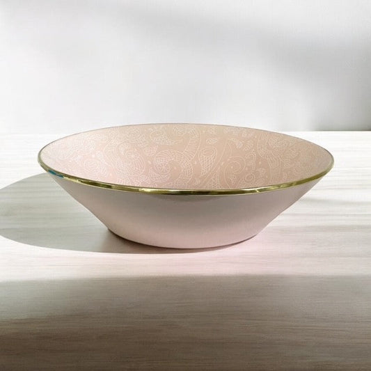 457A LimitÃ©e Ceramic Bowl Blush Pattern W/Gold Rim 42X10