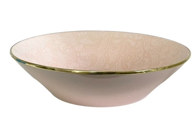 457A Limitée Ceramic Bowl Blush Pattern W/Gold Rim 42X10