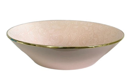 457A Limitée Ceramic Bowl Blush Pattern W/Gold Rim 42X10