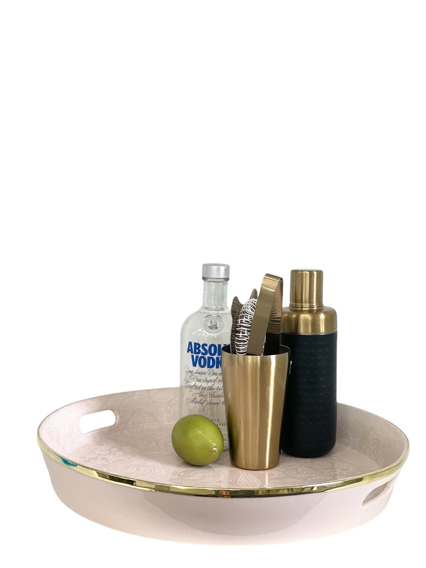 457B Limitée Ceramic Tray Blush Pink Pattern W/Gold Rim 42X7C
