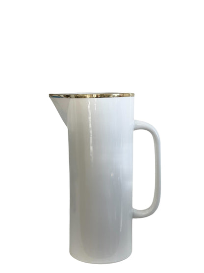 457H Limitée Ceramic White Jug W/Gold Rim 12X30