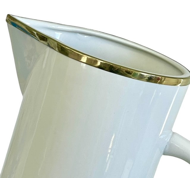 457H Limitée Ceramic White Jug W/Gold Rim 12X30