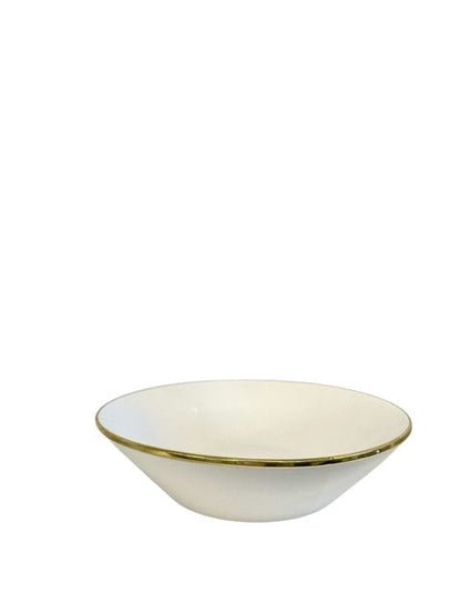 457J LimitÃƒÂ©e Ceramic White Glaze Medium Bowl W/Gold Rim 30X8