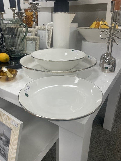 457L Limitée Ceramic White Glaze Small Bowl W/Silver Rim 26C