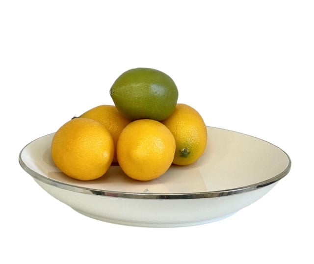 457L Limitée Ceramic White Glaze Small Bowl W/Silver Rim 26C