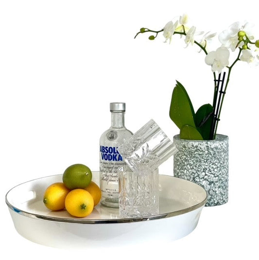 457N LimitÃ©e Ceramic Tray White:Silver 42X7Cm
