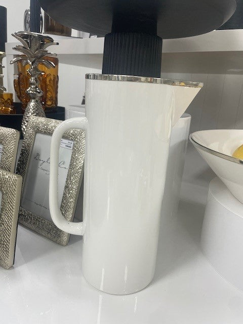 457P Limitée Ceramic White Jug:Silver 30X12