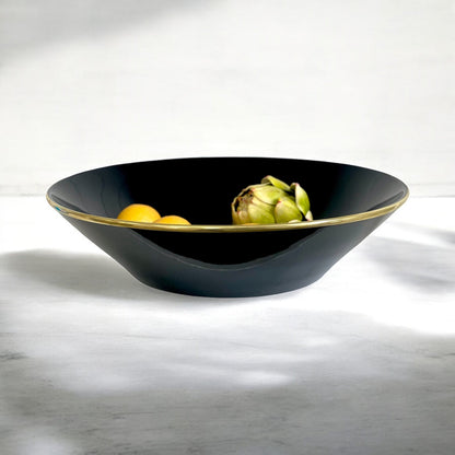 457Q Limitée Ceramic Bowl Large Black W/Gold Rim 42 X10