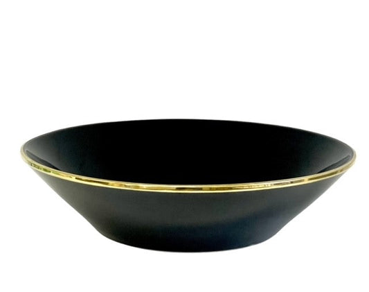 457Q LimitÃ©e Ceramic Bowl Large Black W/Gold Rim 42 X10