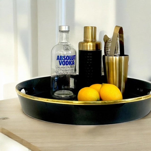 457R LimitÃ©e Ceramic Tray Black:Gold 42 X 7Cm