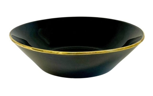 457W LimitÃ©e Ceramic Glaze Medium Bowl Black W/Gold  Rim 30Cm
