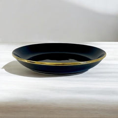 457X Limitée Ceramic Black Glaze Small Bowl W/Gold Rim 26Cm
