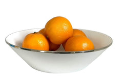 457Y Limitée Ceramic White Glaze Medium Bowl W/Silver Rim 30Cm