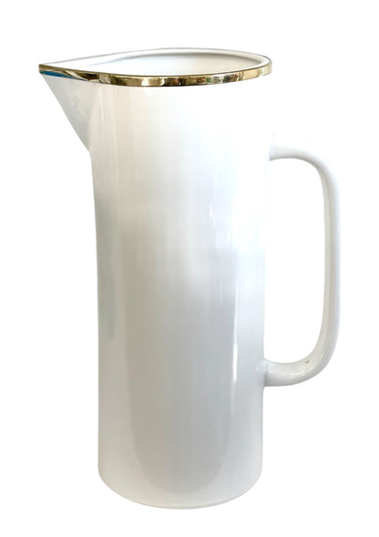 457H Limitée Ceramic White Jug W/Gold Rim 12X30