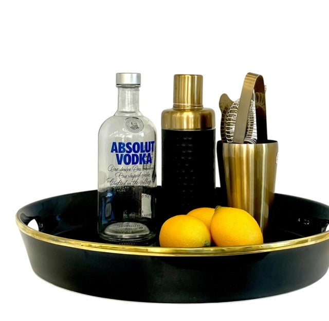 457R Limitée Ceramic Tray Black:Gold 42 X 7Cm