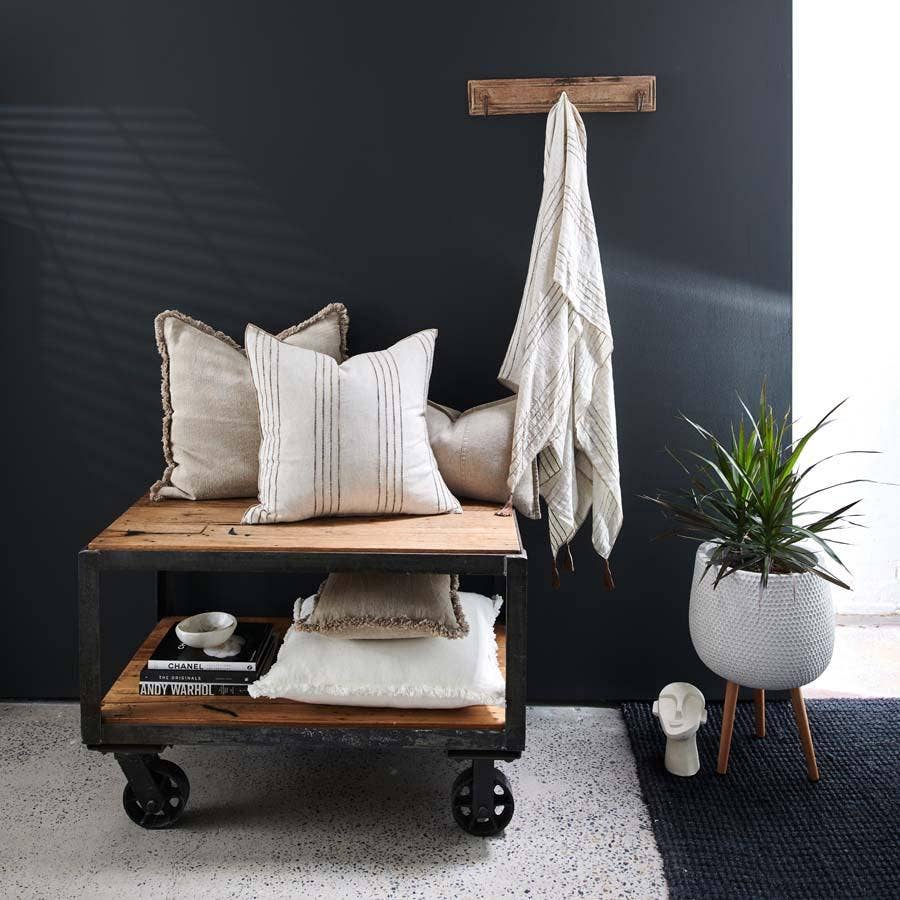 岩池亚麻坐垫 - 天然/有机条纹