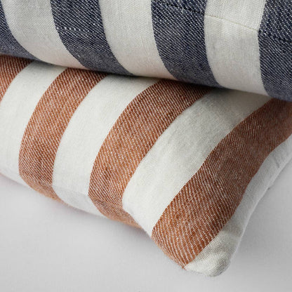 Santi Linen Cushion - White/Nutmeg Stripe