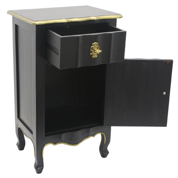 Dynasty 1 Drawer 1 Door Bedside Black 40Wide