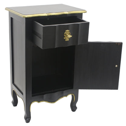 Dynasty 1 Drawer 1 Door Bedside Black 40Wide