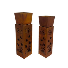 Nested 2 Square Square Planter on Pillar Base Sunshine Pattern 26x93cm