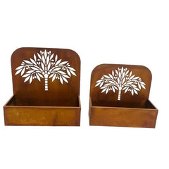 Set/2 Nested Rust 'Tree' Wall/Floor Planters 50x21x50cm