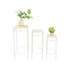 Set/3 Nested Riviera Square Tables/Potplant Stands 28x70/23x60/18x50cm