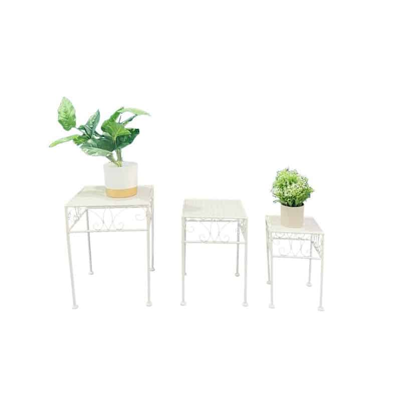 Set/3 Nested Bordeaux Square Tables/Potplant Stands 28x38/23x33/18x28cm