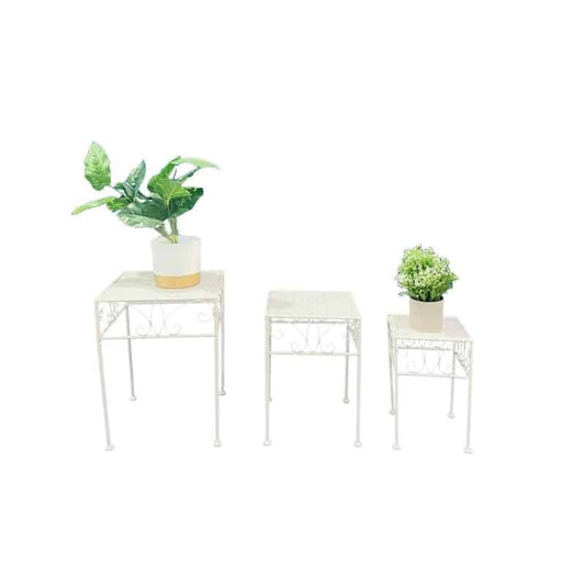Set/3 Nested Bordeaux Square Tables/Potplant Stands 28x38/23x33/18x28cm
