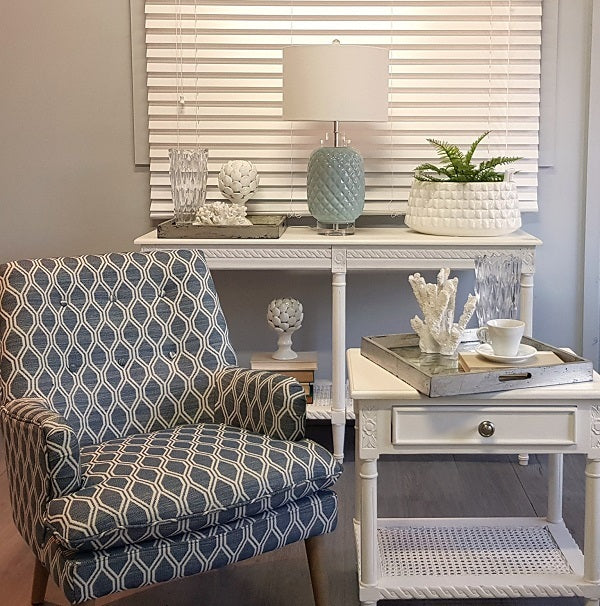 Polo Side Table/Bedside White W/Shelf 60. Introducing The Hamptons White Bedside Table With Rattan Shelf
