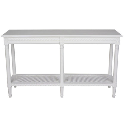 Polo Long Classic Console W/Shelf White 140. Add Storage And Style To Your Room With This Hamptons Style White Long Console With An Attractive Rattan