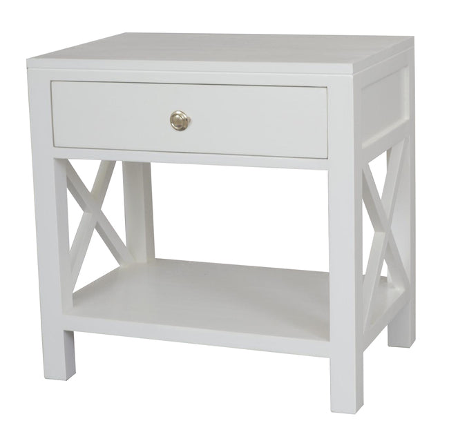 Catalina Crossed White Bedside/Side Table