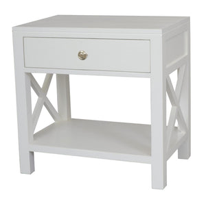 Catalina Crossed White Bedside/Side Table