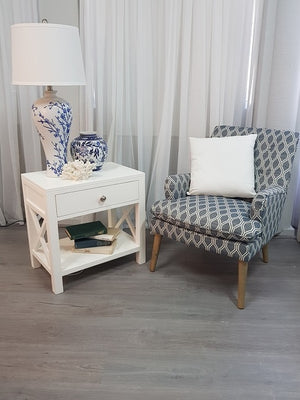 Catalina Crossed White Bedside/Side Table