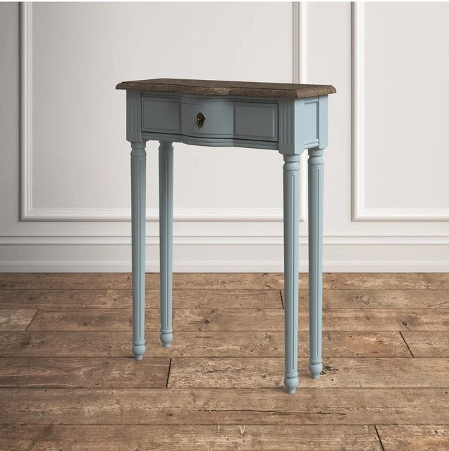 Norfolk Console Blue With Natural Top (Flatpacked)