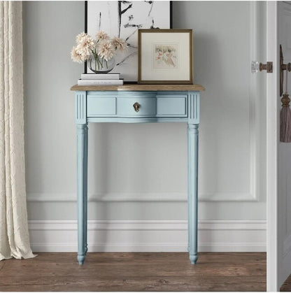 Norfolk Console Blue With Natural Top (Flatpacked)