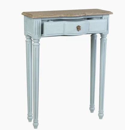 Norfolk Console Blue With Natural Top (Flatpacked)