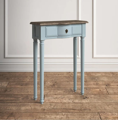 Norfolk Console Blue With Natural Top (Flatpacked)