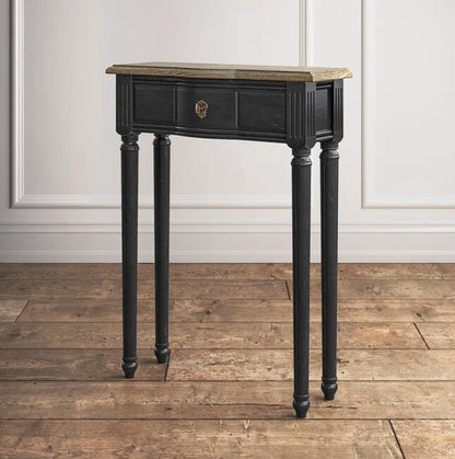 Norfolk Console Black With Natural Top (Flatpacked)