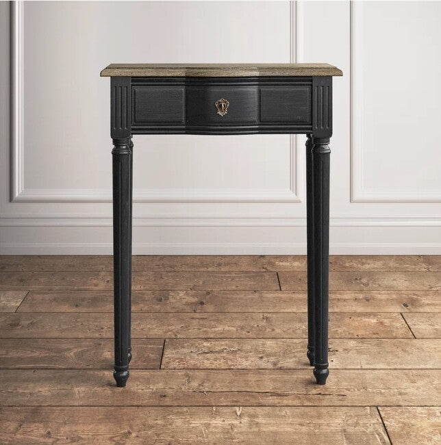 Norfolk Console Black With Natural Top (Flatpacked)