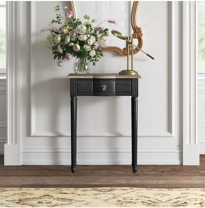 Norfolk Console Black With Natural Top (Flatpacked)